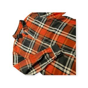 The North Face Shirt Mens XL Orange/Grey Plaid Long Sleeve Button-Down